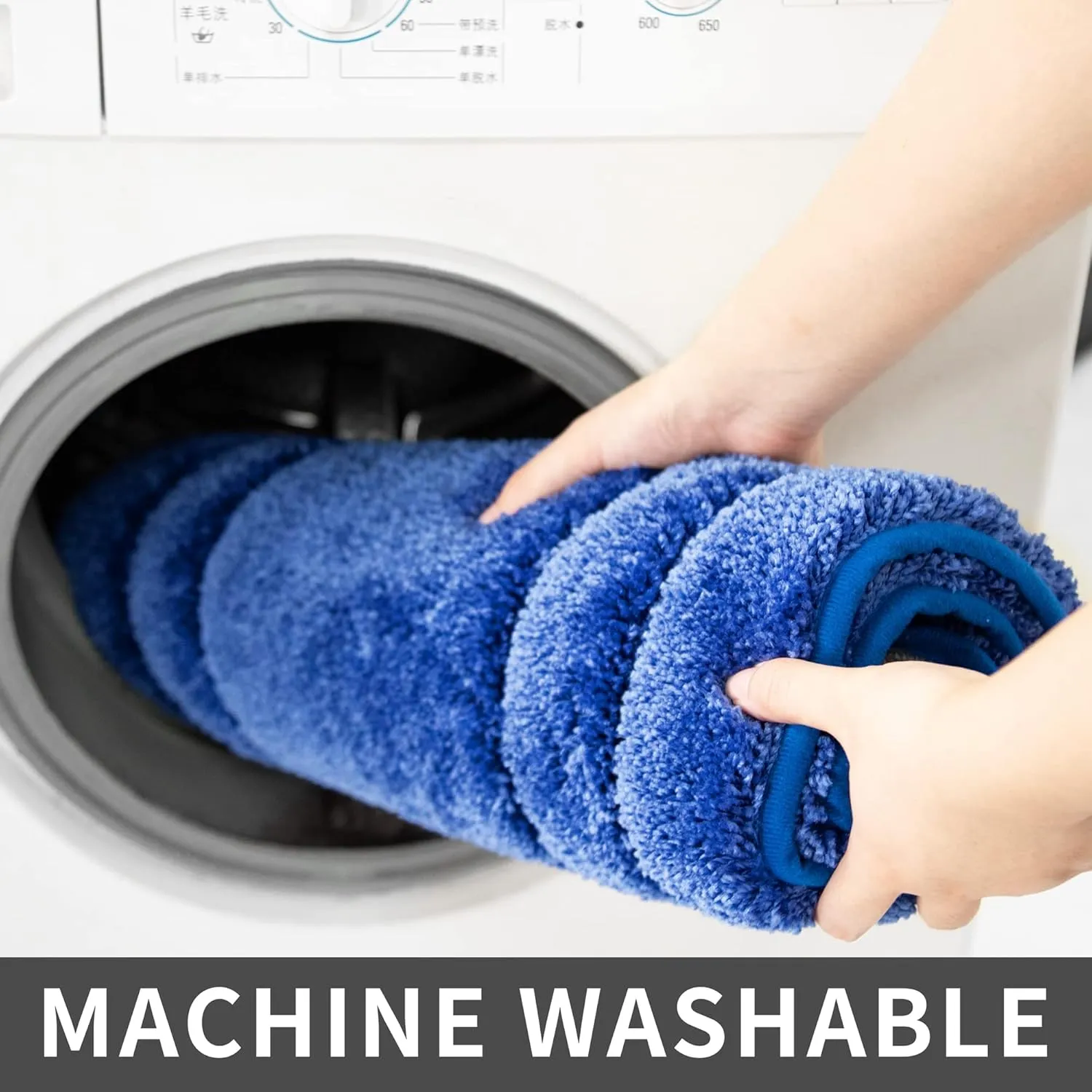 COSY HOMEER Extra Thick Bath Rugs for Bathroom - Anti-Slip Bath Linen Sets Mats Soft Plush 100% Strong Polyester Mat Living Room Bedroom Floor Water Absorbent(Blue,17x27 - Inches)