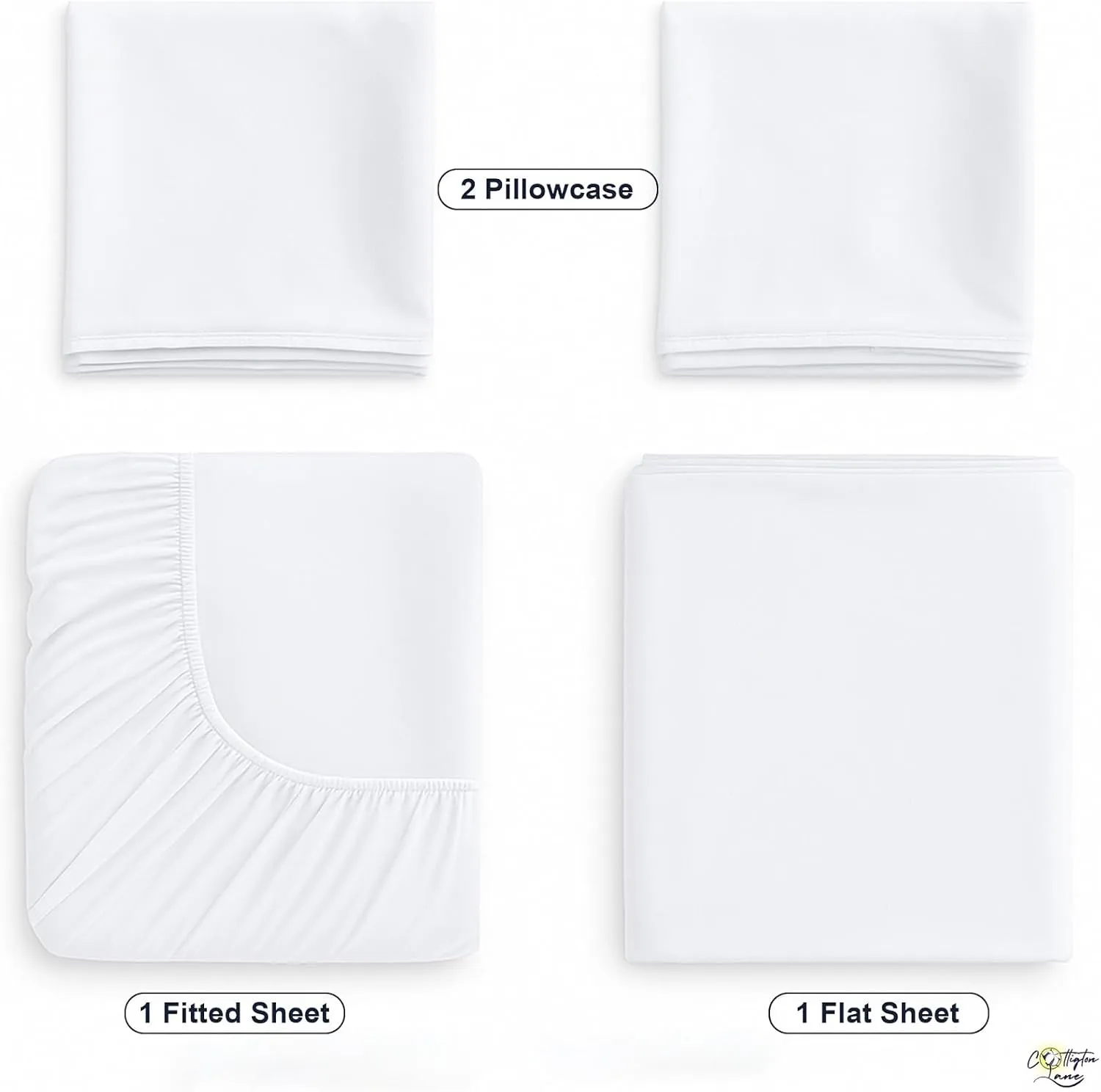 Cottington Lane 4 Piece Cot Sheets 25x75 Set, Premium Egyptian Cotton Sheets, Perfect for Narrow Twin, Camp Bunk, Army Cots, Trifold Mattress, Camping Cot, Guest Bed Replacement, White