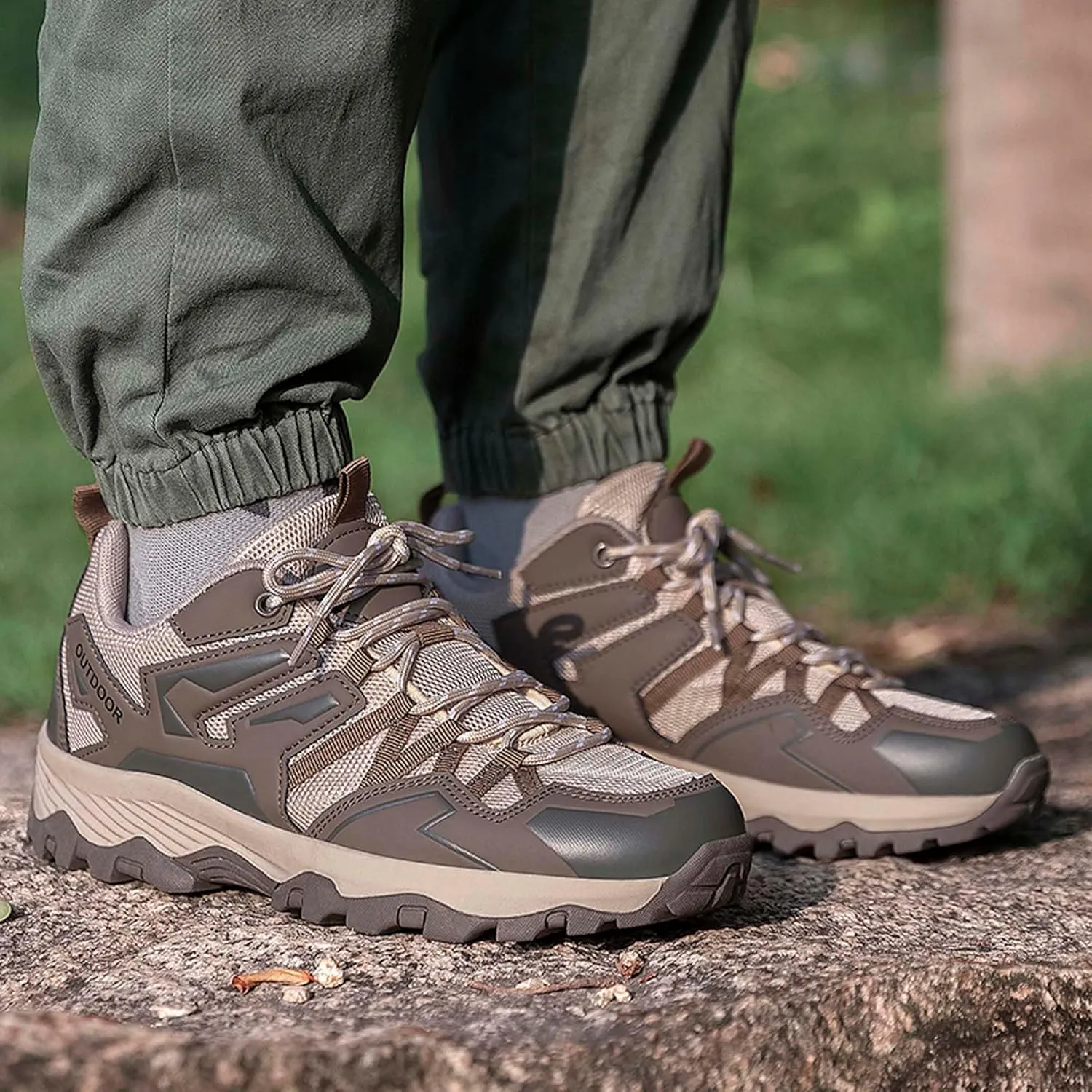 Couple Outdoor Mountaineering Boots, Muddy wading Plush Hiking Shoes, Rubber Sole Breathable Mesh Ankle Shoes, Casual and Fashionable Travel Boots, Anti Slip Sports Shoes