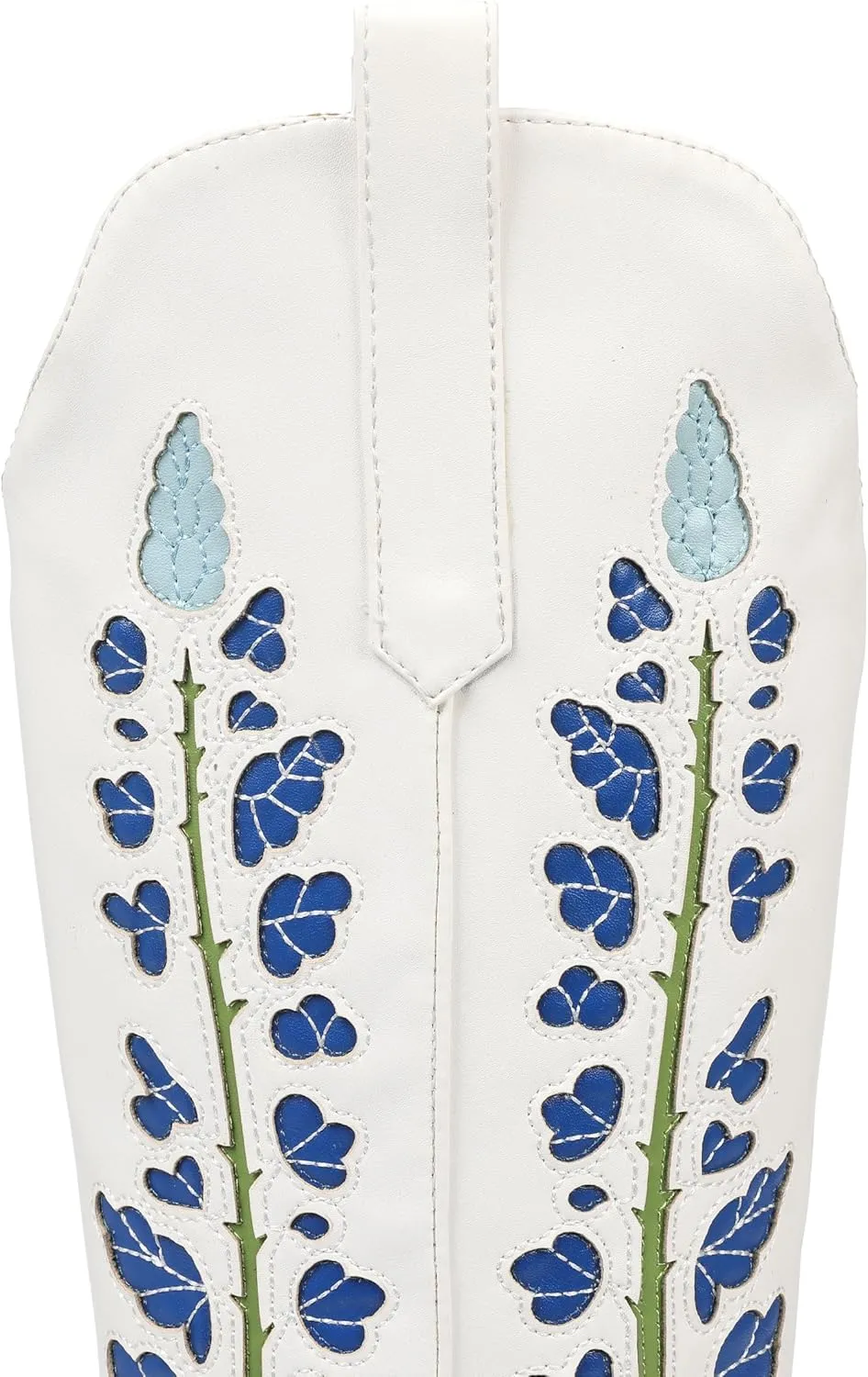 Cowboy Boots For Women, Cute Bluebonnet Floral Embroidered Fashion Country Boots Pointed Toe Chunky Heel Wide Calf Fancy Comfortable Pu Leather, Cowgirl Boots