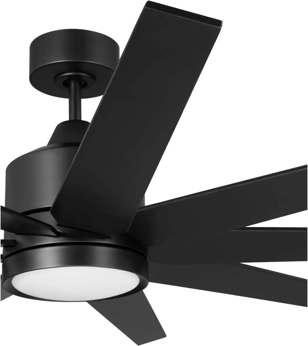 Craftmade CHP60FB9 Champion Modern 60" Indoor/Outdoor Damp Location Large Ceiling Fan with LED Lights & Remote, 9 Plywood Blades, DC Motor, Flat Black