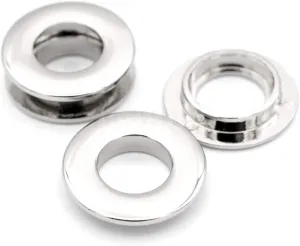 CRAFTMEMORE Metal Push Snap Together Grommet Flat Surface Snap Rings Eyelet O-Rings Purse Loop Easy Installation Pack of 4 (11mm (7/16"), Silver)