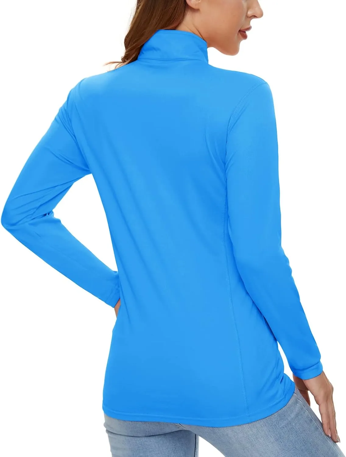 CRYSULLY Women's Long Sleeve Shirts Sun Protection 1/4 Zip Summer Quick Dry Hiking Shirts