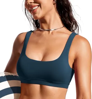 CRZ YOGA Womens Scoop Neck Bikini Tops Wide Straps U Back Bathing Suit Swimsuit Push Up Padded Sports Bra