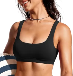 CRZ YOGA Womens Scoop Neck Bikini Tops Wide Straps U Back Bathing Suit Swimsuit Push Up Padded Sports Bra
