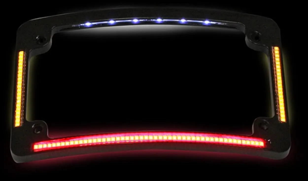 Custom Dynamics TF05-B License Plate Frame (Black Quad Radius All-In-One with Integrated Plate Light, Turn-Signals, and Brake Light)