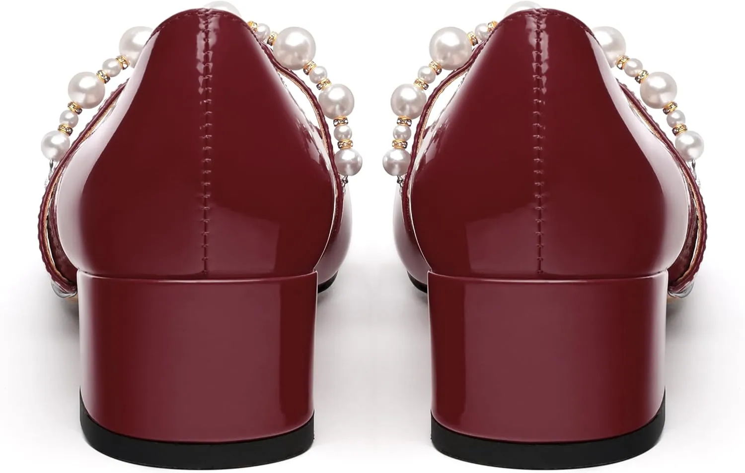 Cute Mary Jane Shoes for Women Chunky Heel Round Closed Toe Patent Pumps Casual Comfort Fashion Wedding Dress Shoes 2 Inch