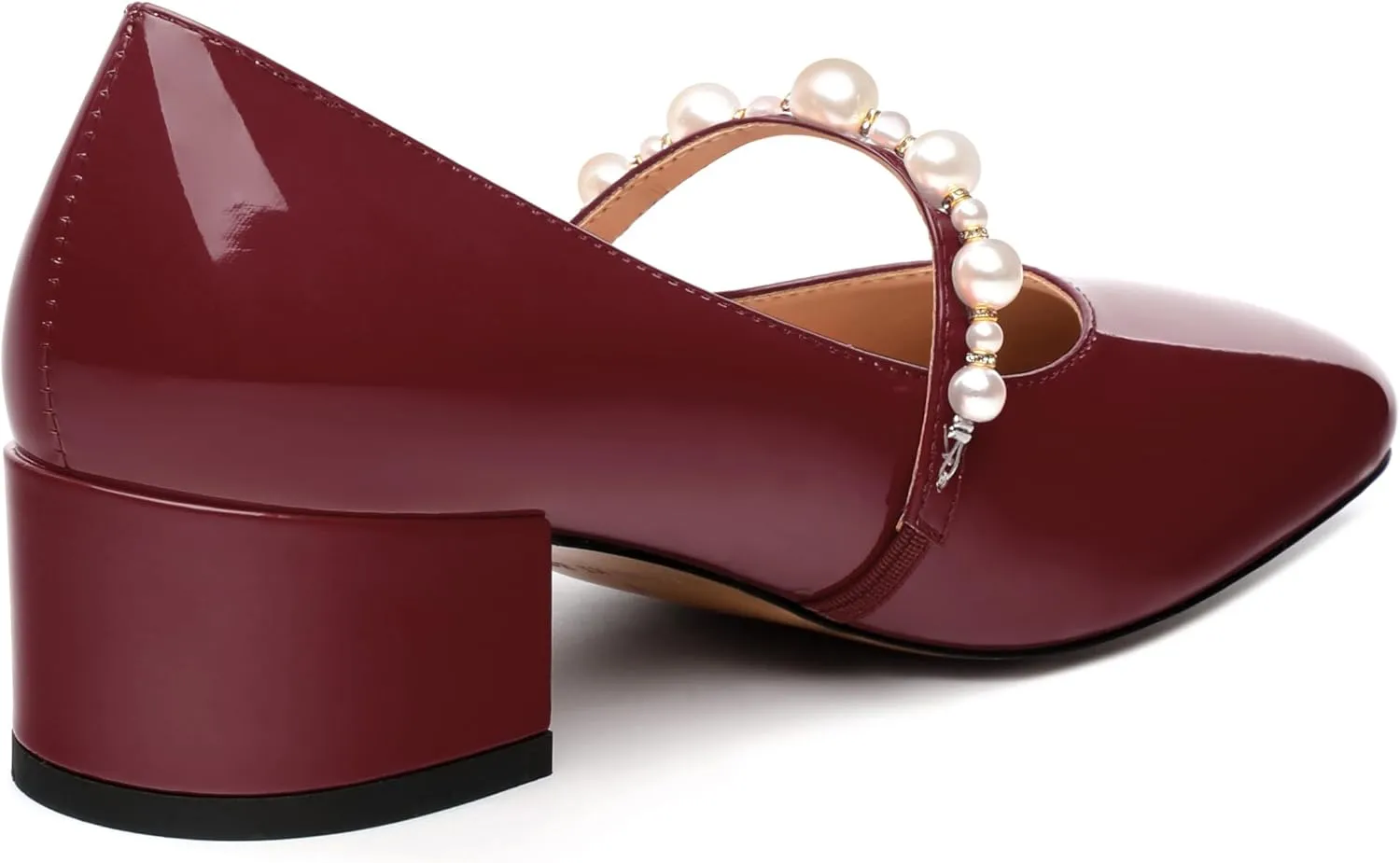 Cute Mary Jane Shoes for Women Chunky Heel Round Closed Toe Patent Pumps Casual Comfort Fashion Wedding Dress Shoes 2 Inch
