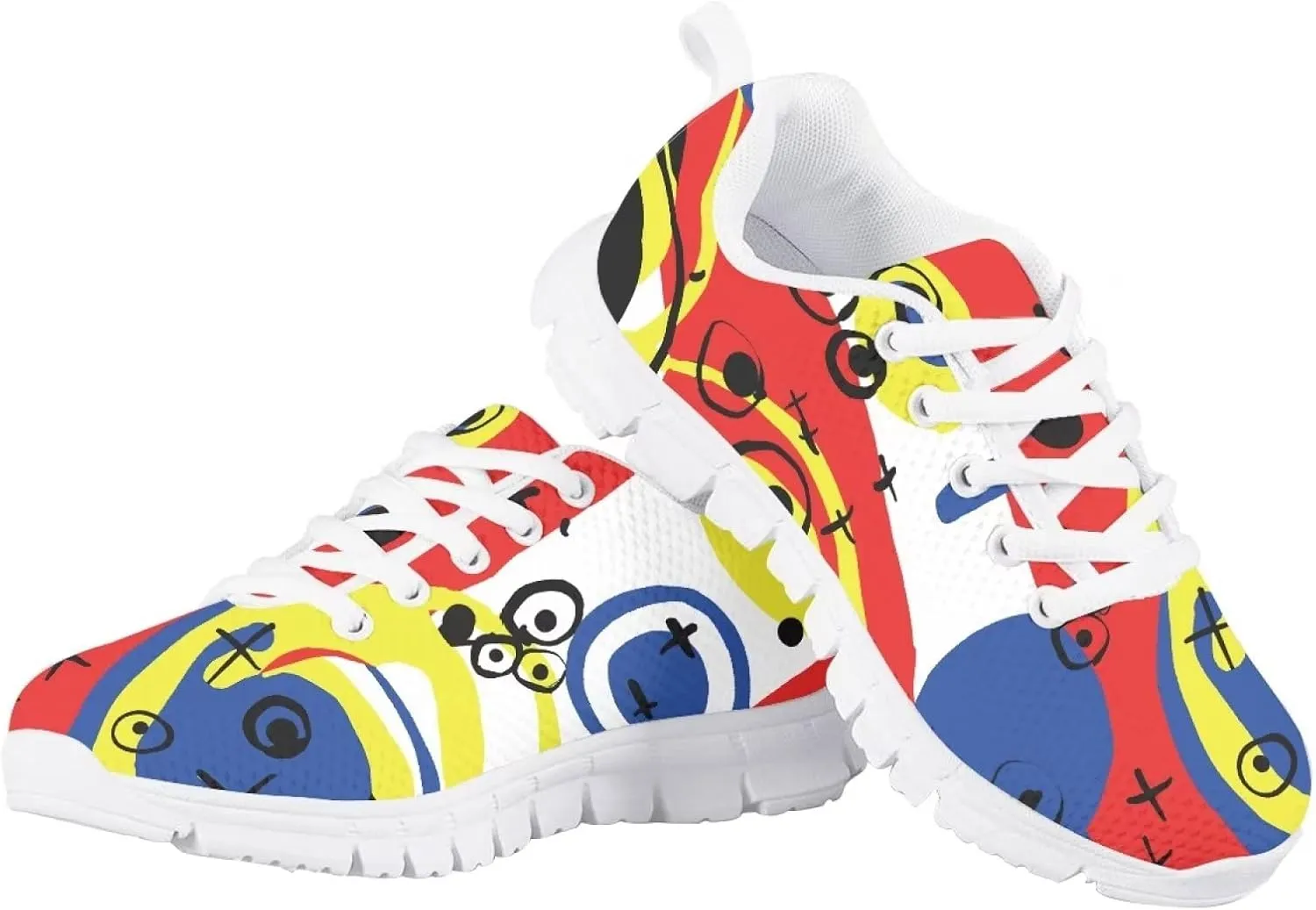 Cute Running Tennis Shoes for Girls Nonslip Lace Up Mesh Athletic Shoes Kids School Casual Soft Walking Sneakers