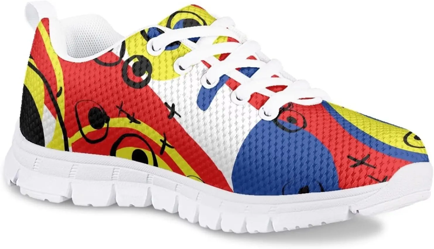 Cute Running Tennis Shoes for Girls Nonslip Lace Up Mesh Athletic Shoes Kids School Casual Soft Walking Sneakers