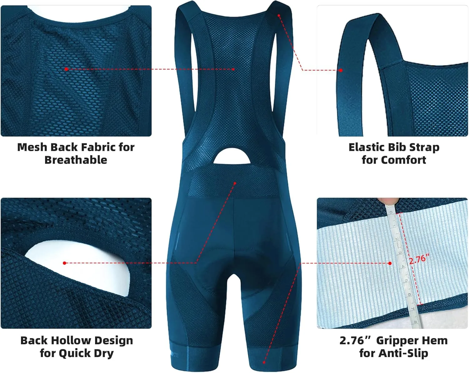 Cycling Bib Shorts for Men - Road Bike Bicycle Breathable Padded Riding Tights