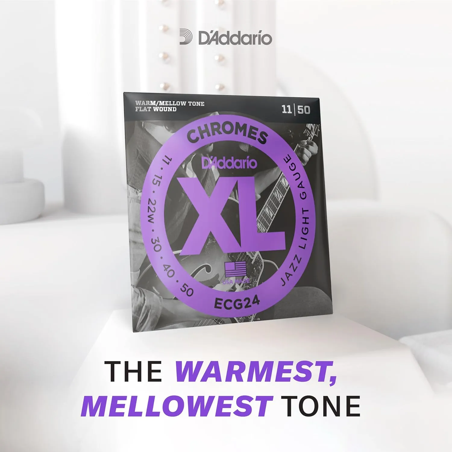 D'Addario Guitar Strings - XL Chromes Electric Guitar Strings - Flat Wound - Polished for Ultra-Smooth Feel and Warm, Mellow Tone - ECG23-3D - Extra Light, 10-48, 3-Pack