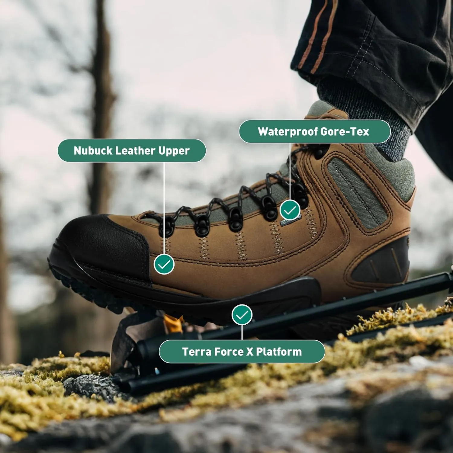 Danner 453 5.5" Waterproof Hiking Boots for Men - Nubuck Leather Upper with Breathable Gore-Tex Lining, Toe Cap, and TFX Traction Outsole