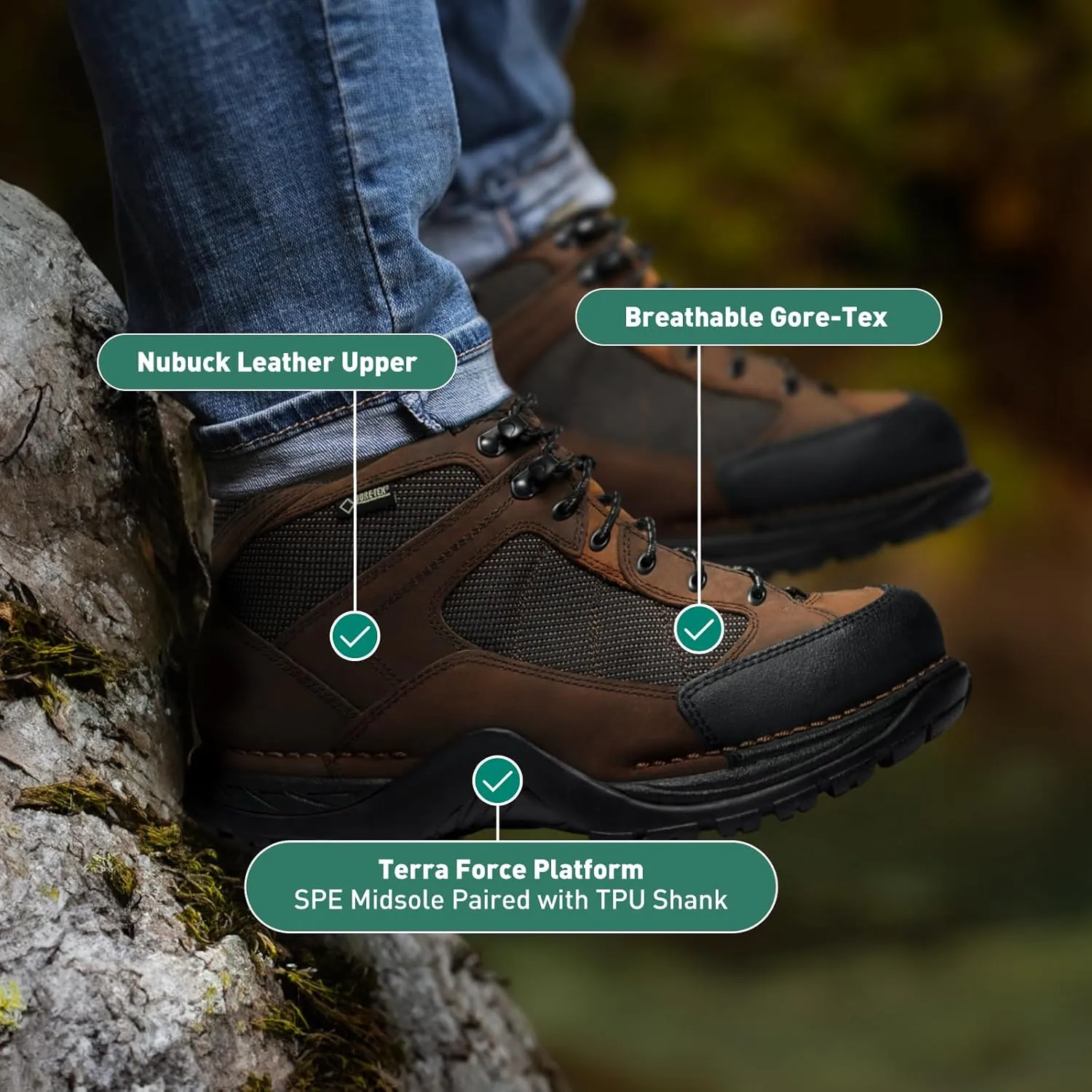 Danner Radical 452 5.5” Waterproof Hiking Boots for Men with Sanded Nubuck Leather, Scuff-Proof Toe Cap, Breathable Gore-Tex & Traction Outsole