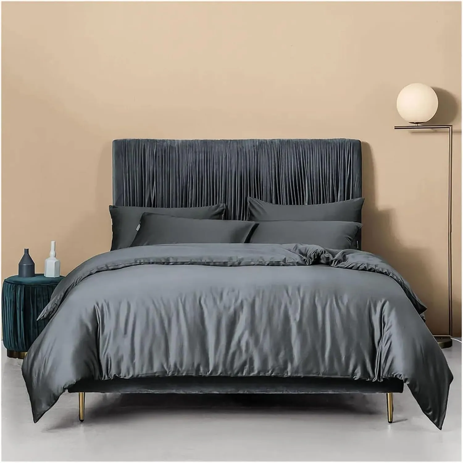 Dark Green Egyptian Cotton Bedlinens Twin Queen King Size Set Flat Sheet Duvet Cover Bedding Bed Four Pieces Set(B,Twin)