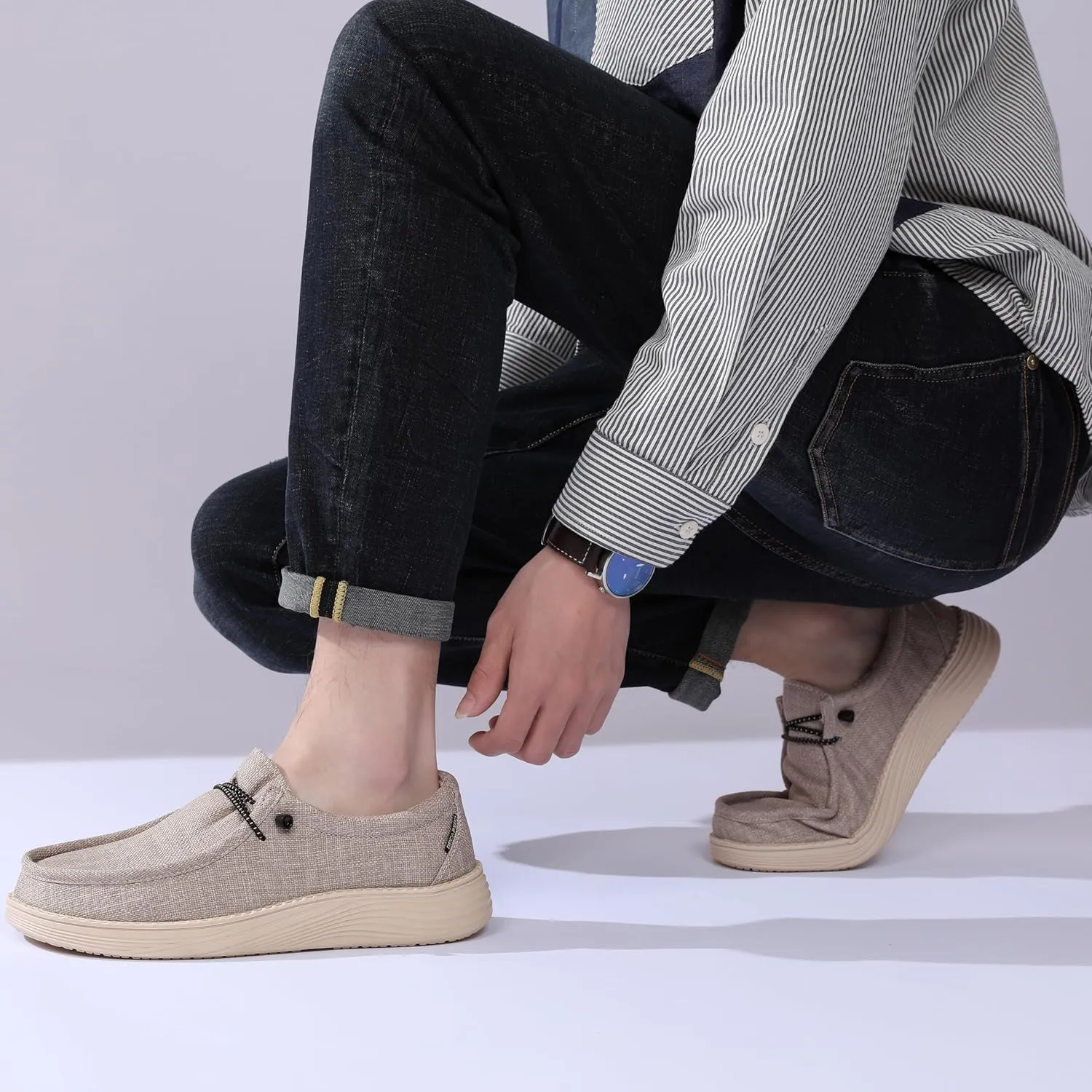 DECARSDZ Men's Casual Slip on Loafers Shoes Stretch Shoe Comfortable & Light-Weigh Use for Commuting Leisure Light Exercise
