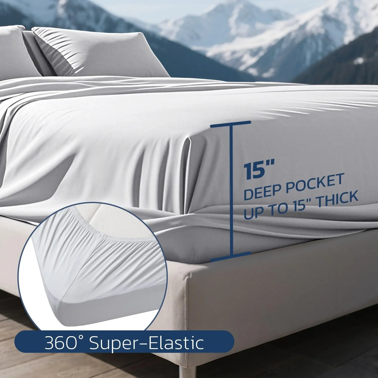 Degrees of Comfort Cooling Sheet Set,Full Size Bed Set, Luxury Cooling with Coolmax, Moisture-Wicking & Breathable,Include 1 Flat Sheet, 1 Deep Pocket Fitted Sheet & 1 Pillowcase, Grey