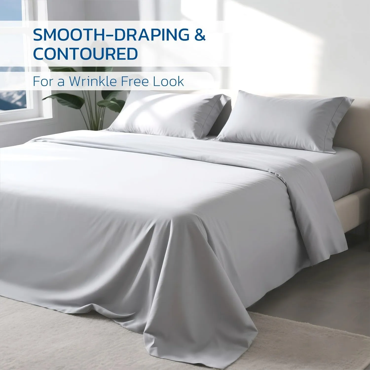 Degrees of Comfort Cooling Sheet Set,Full Size Bed Set, Luxury Cooling with Coolmax, Moisture-Wicking & Breathable,Include 1 Flat Sheet, 1 Deep Pocket Fitted Sheet & 1 Pillowcase, Grey