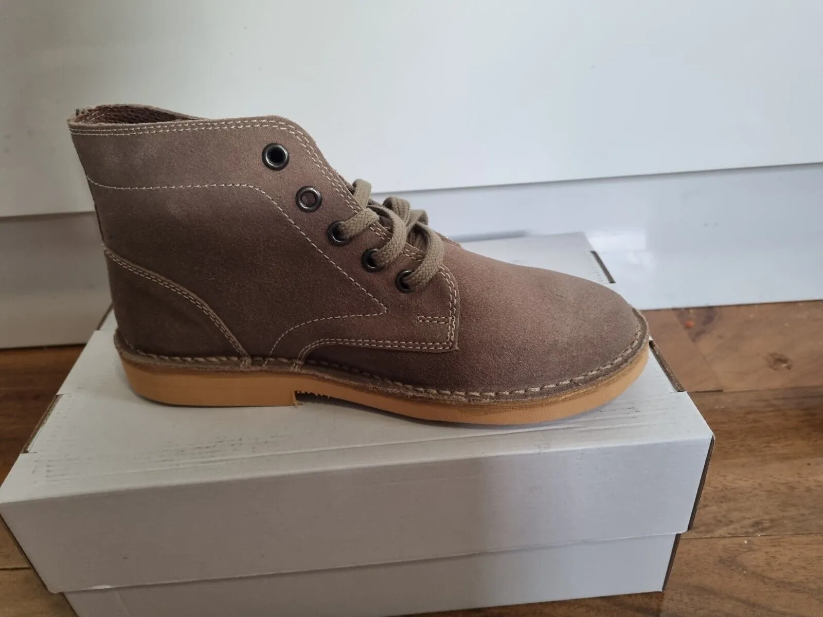 Desert Boot by Roamers - Leisure 5 Eye Flat Sole Dark Taupe Suede Leather (M468TS)