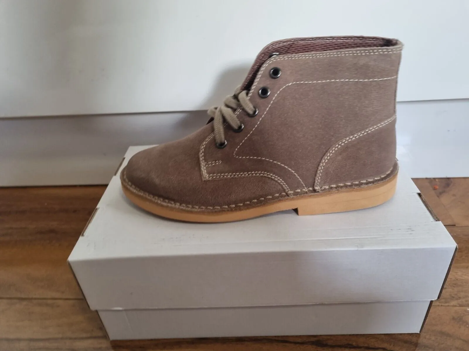 Desert Boot by Roamers - Leisure 5 Eye Flat Sole Dark Taupe Suede Leather (M468TS)