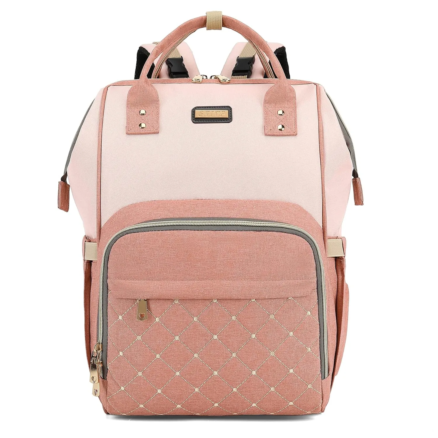 Diaper Bag Backpack, Diaper Bags for Baby Girls Boys, Baby Bags for Moms Dads, Nappy Changing Bag with Insulated Pockets,Multi-functional Waterproof Backpack with Stroller straps -Pink light pink