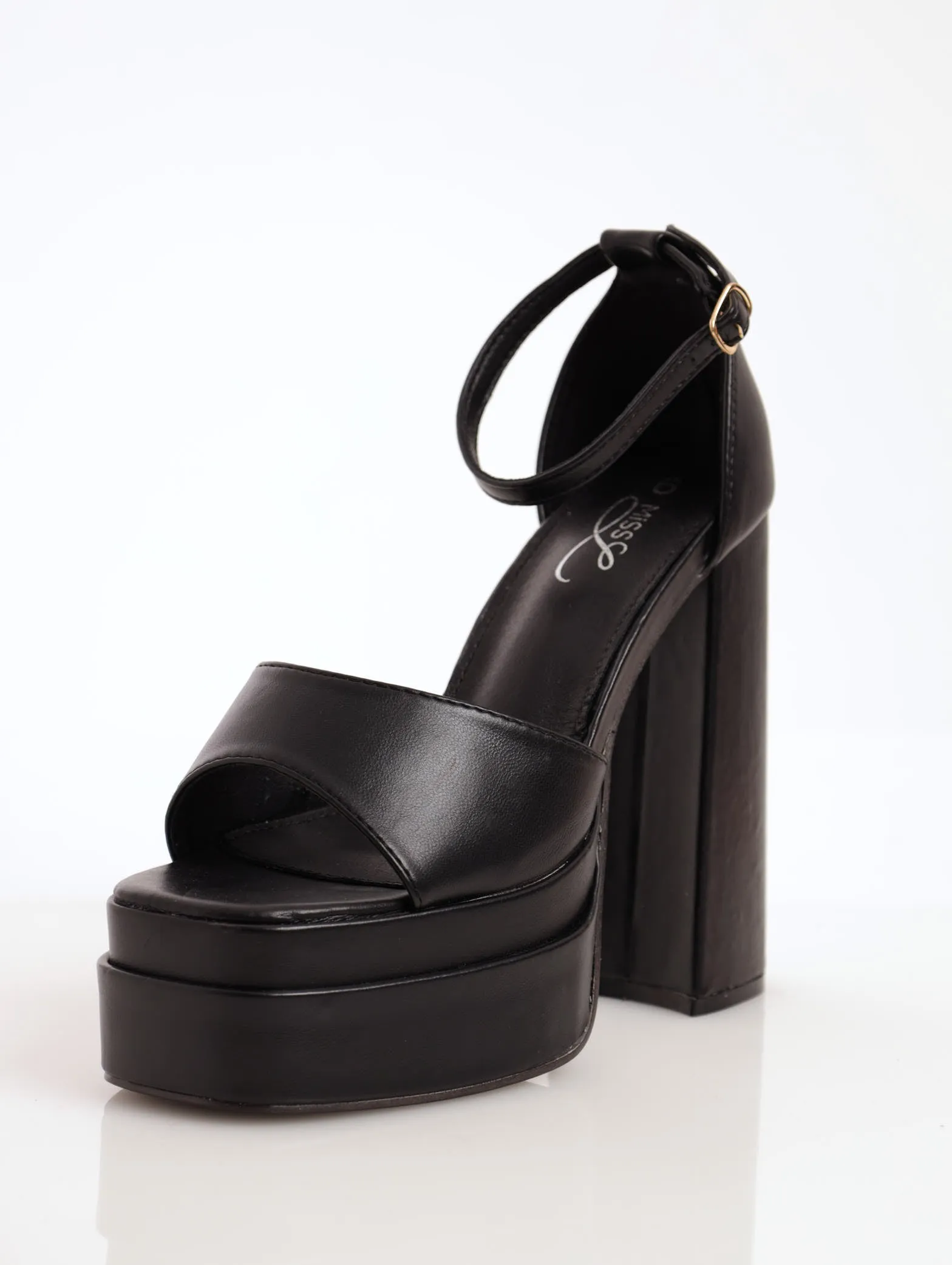 Double Platfrom Hi-Block Sandal - Black