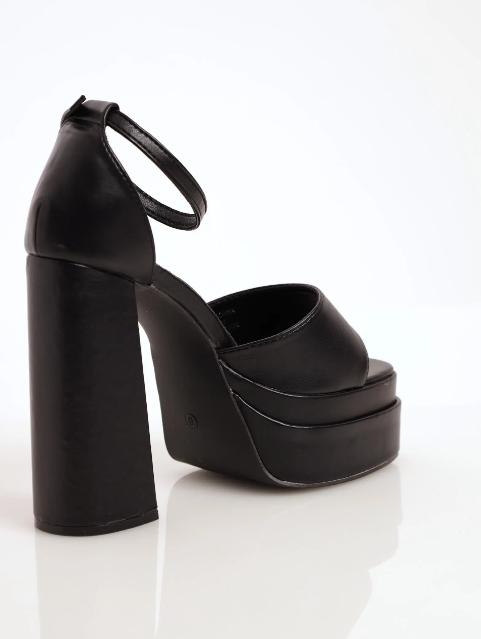 Double Platfrom Hi-Block Sandal - Black