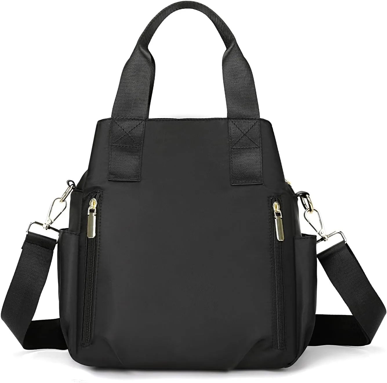 DOURR Light 3 Compartments Crossbody Bags for Women Triple Zip Top Handle Handbag Multi-pocket Nylon Satchel