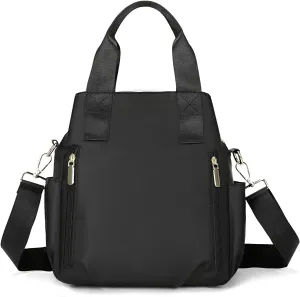 DOURR Light 3 Compartments Crossbody Bags for Women Triple Zip Top Handle Handbag Multi-pocket Nylon Satchel