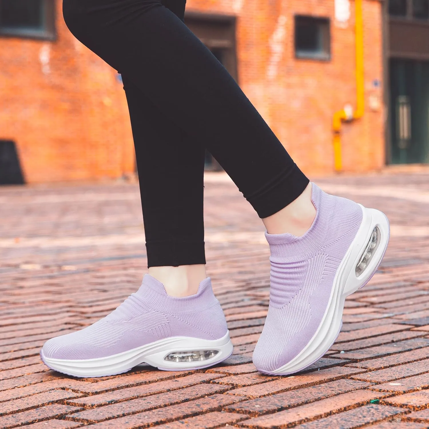 DOUSSPRT Womens Walking Shoes Sock Casual Ladies Fashion Sneakers Comfortable Slip On Air Cushion Platform