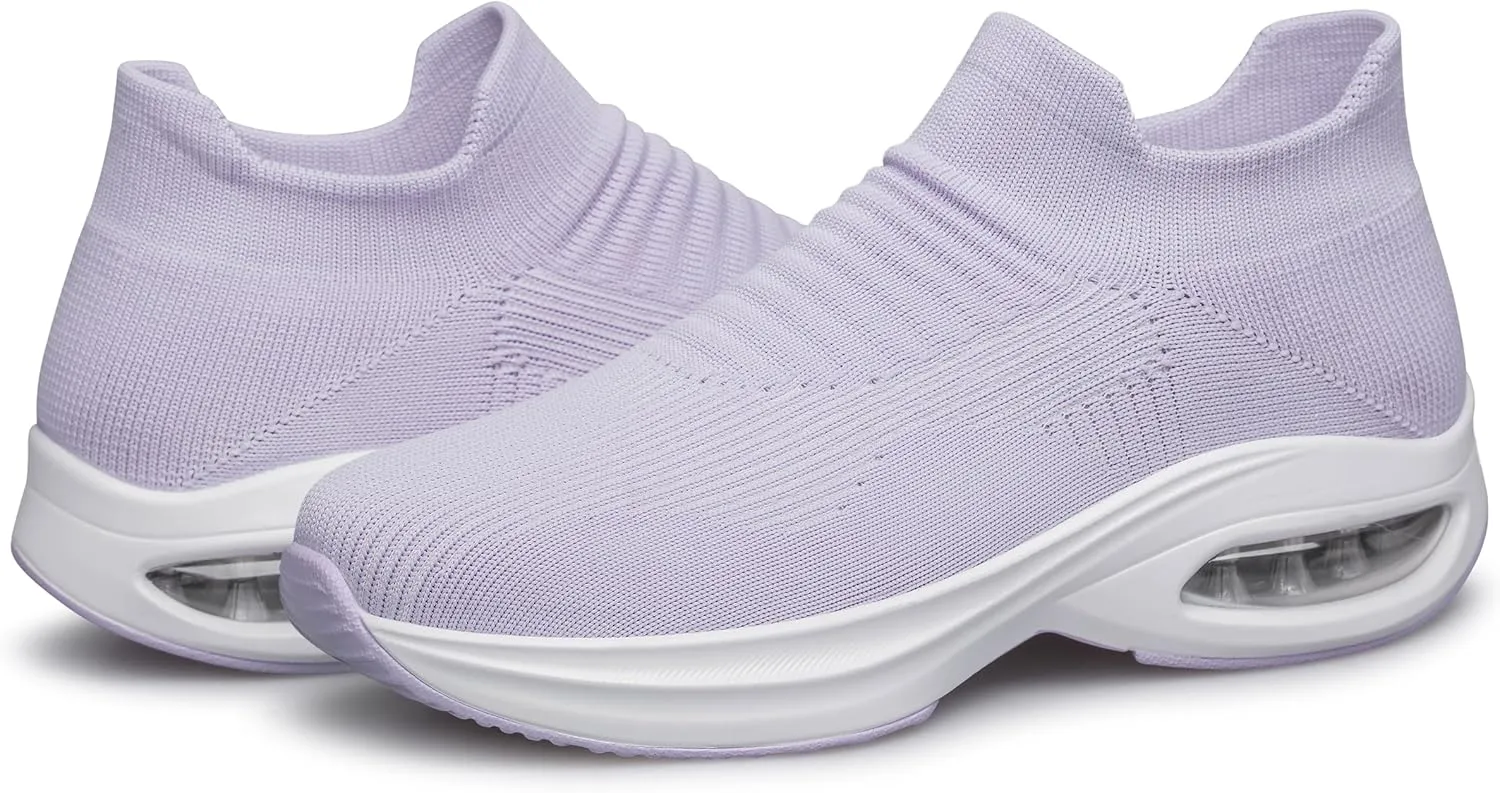 DOUSSPRT Womens Walking Shoes Sock Casual Ladies Fashion Sneakers Comfortable Slip On Air Cushion Platform
