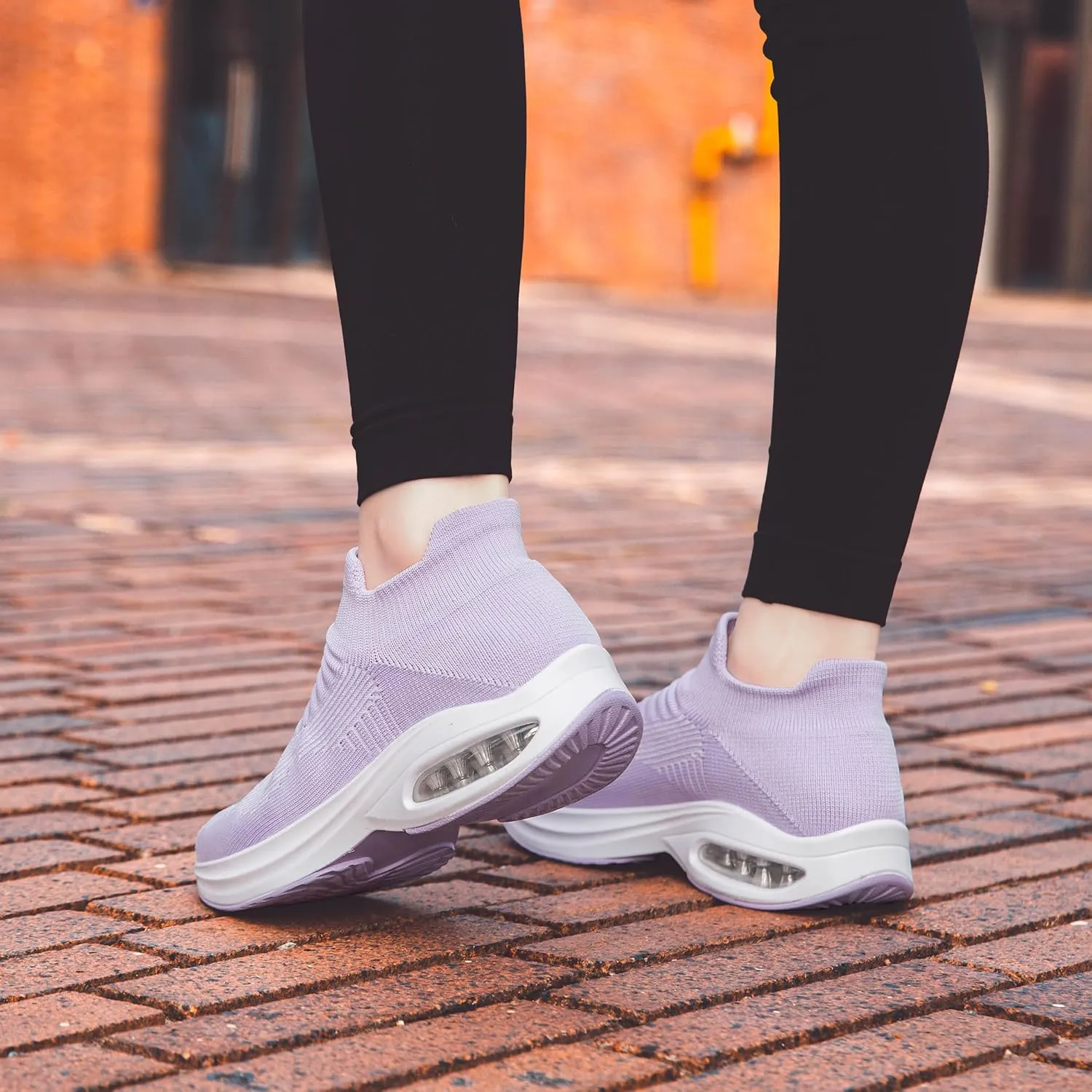 DOUSSPRT Womens Walking Shoes Sock Casual Ladies Fashion Sneakers Comfortable Slip On Air Cushion Platform