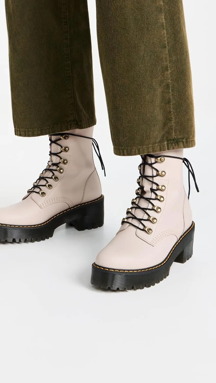 Dr. Martens Women's Leona Leather Heeled Boot Fashion