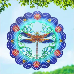 Dragonfly Wind Spinners Dragonfly Gifts for Women/Men 12 inch 3D Stainless Steel Hanging Wind Spinner Metal Wind Catchers Kinetic Sculpture for Indoor/Outdoor Decor, Yard Art, Garden Decorations