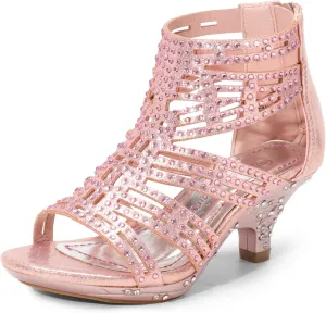 DREAM PAIRS Girls Sandals Low Heel Dress Pump Sandals