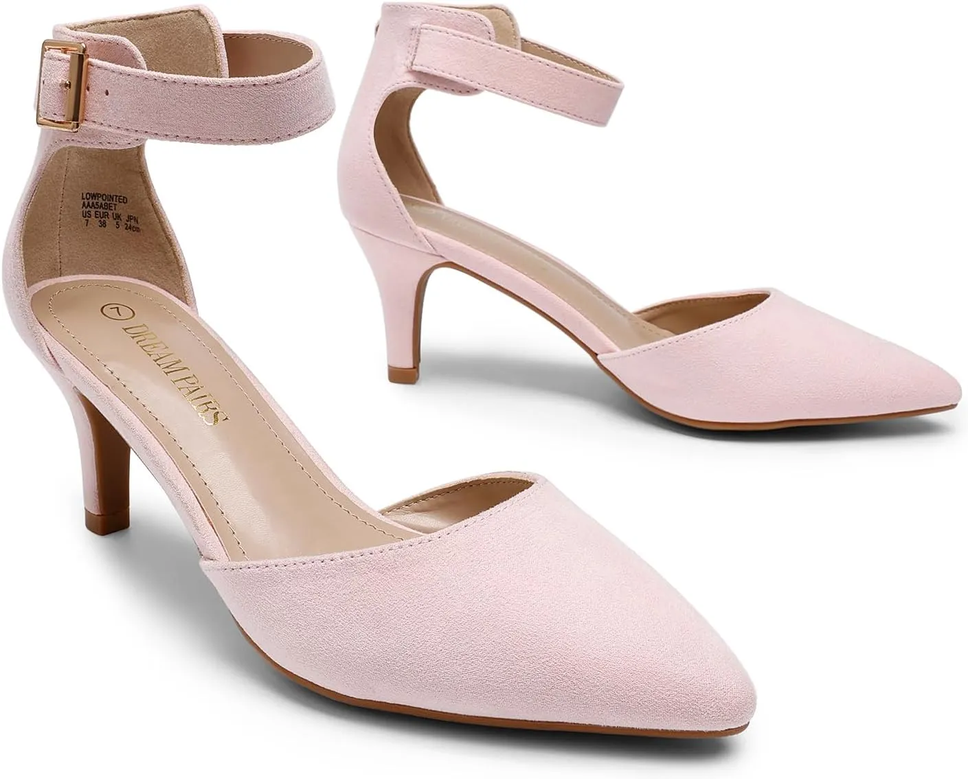DREAM PAIRS Kitten Heel Low Heel for Women Closed Pointed Toe Pumps Wedding Party Sexy Dress Shoes Lowpointed