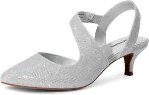 DREAM PAIRS Kitten Heels for Women Closed Toe Pointed Toe Low Heel Strappy Pumps Party Dance Wedding Dress Shoes for Women