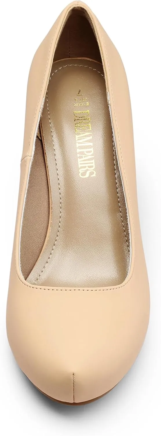 DREAM PAIRS Tiffany Women's Classic Elegant Versatile Low Stiletto Heel Dress Platform Pumps Shoes