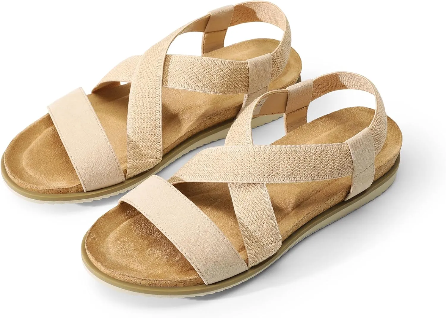 DREAM PAIRS Women's Comfortable Low Wedge Sandals, Open Toe Slip On Strappy Flat Sandals Light-weight Summer Shoes
