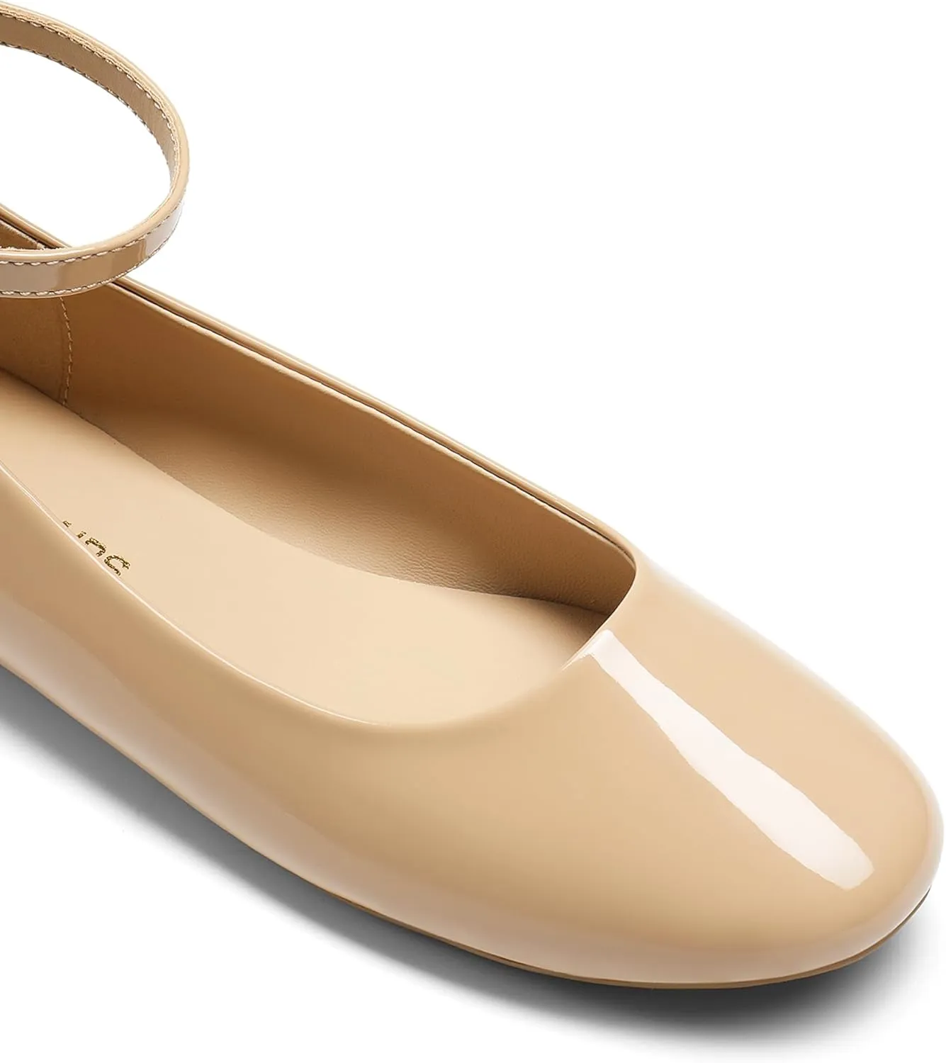 DREAM PAIRS Women's Dressy Ballet Flats Shoes Round Toe Comfortable Ankle Strap Patent Ballerina Flats Shoes