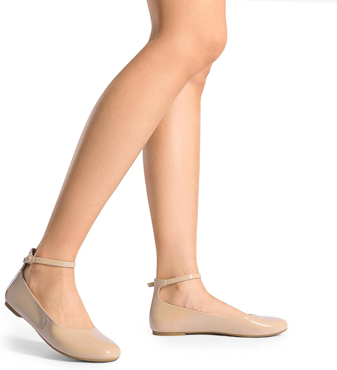 DREAM PAIRS Women's Dressy Ballet Flats Shoes Round Toe Comfortable Ankle Strap Patent Ballerina Flats Shoes