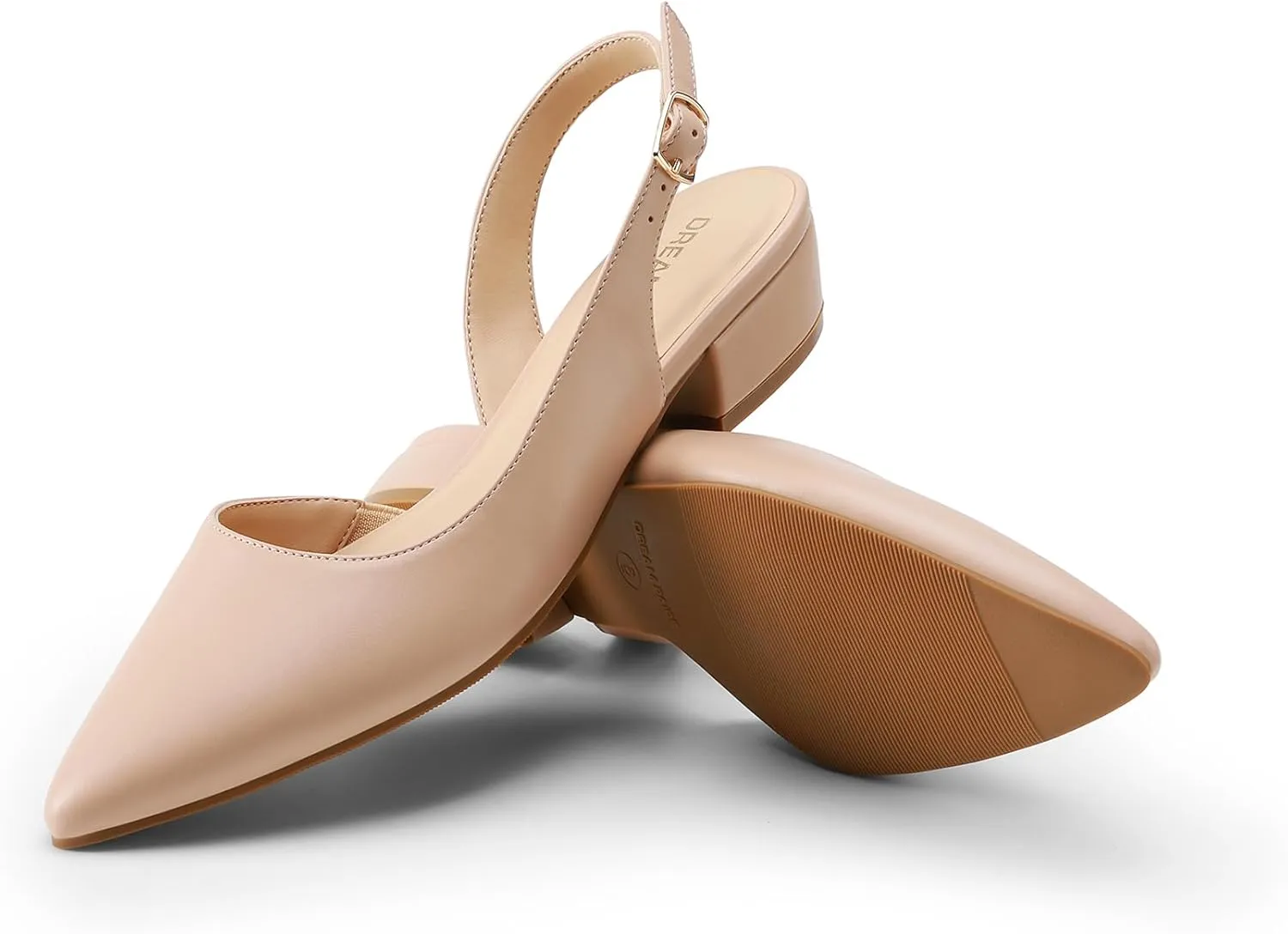 DREAM PAIRS Womens Slingback Kitten Low Block Heels Closed Pointed Toe Ankle Strap Elegant Dressy Pumps Wedding Party Dress Shoes for Women