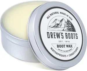 Drew's Boots USA Made Boot Wax 7oz Leather Conditioner - All-Natural Leather Balm to Waterproof, Seal, Condition, Polish, Preserve Boots - Premium Boot Care Solution for Long-Lasting Protection