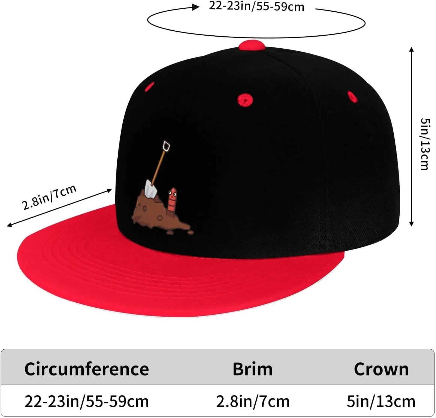 Earthworms and Shovels Snapback Hat for Men Women Baseball Cap Trucker Flat Bill Hats Dad Caps