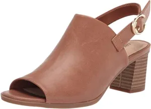 Easy Street Women's Block Heel Sandal Heeled, Tan, 7.5 Wide