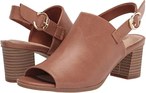Easy Street Women's Block Heel Sandal Heeled, Tan, 7.5 Wide