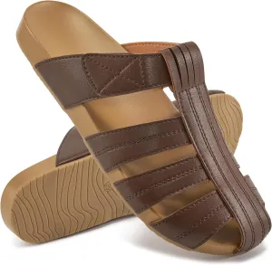 Ecetana Womens Clogs Flat Sandals Dressy Summer Comfortable Closed Toe Mules Breathable Adjustable Slip On Shoes
