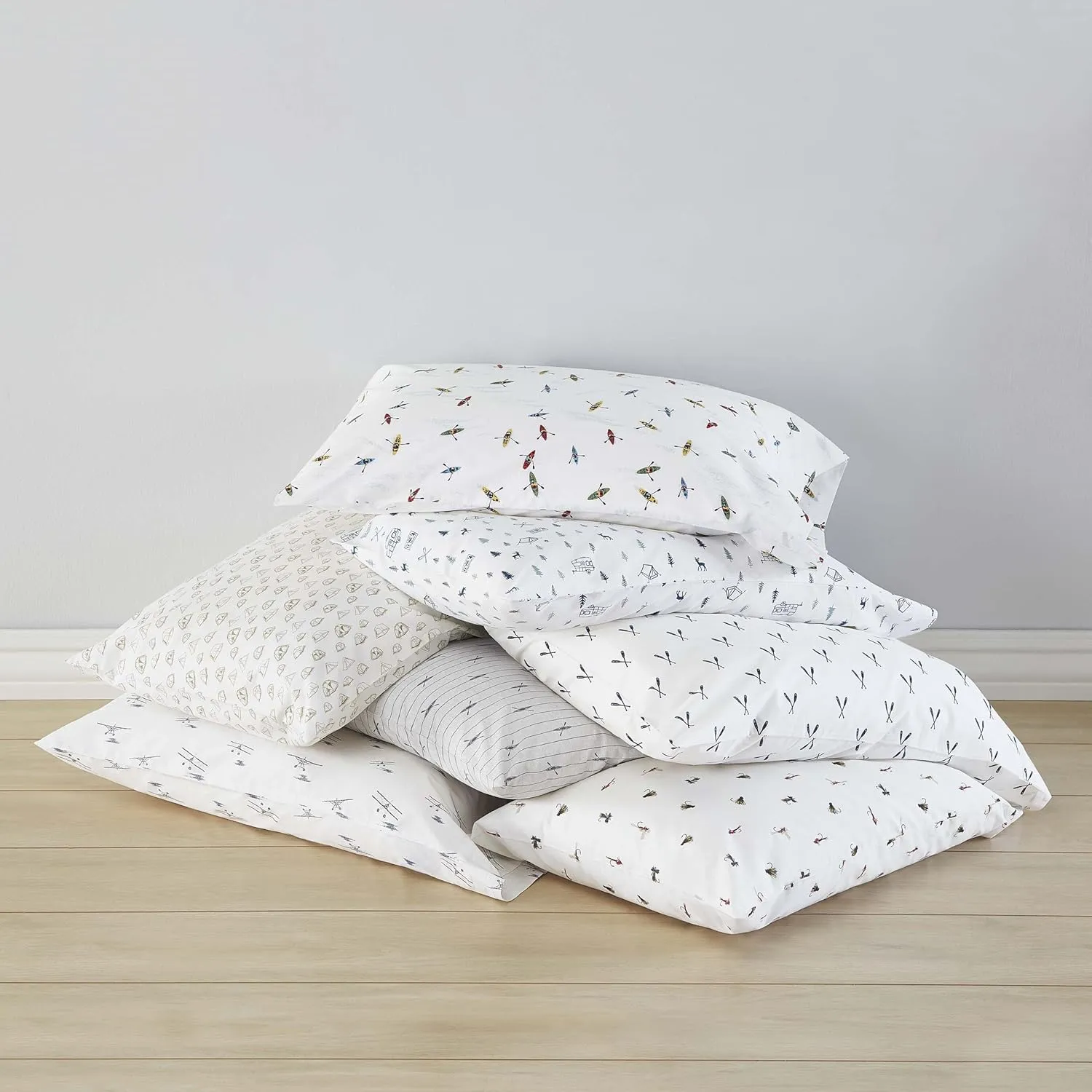 Eddie Bauer - Queen Sheets, Cotton Percale Bedding Set, Crisp & Cool Home Decor (Campout Dark Blue, Queen)