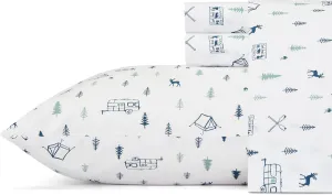 Eddie Bauer - Queen Sheets, Cotton Percale Bedding Set, Crisp & Cool Home Decor (Campout Dark Blue, Queen)