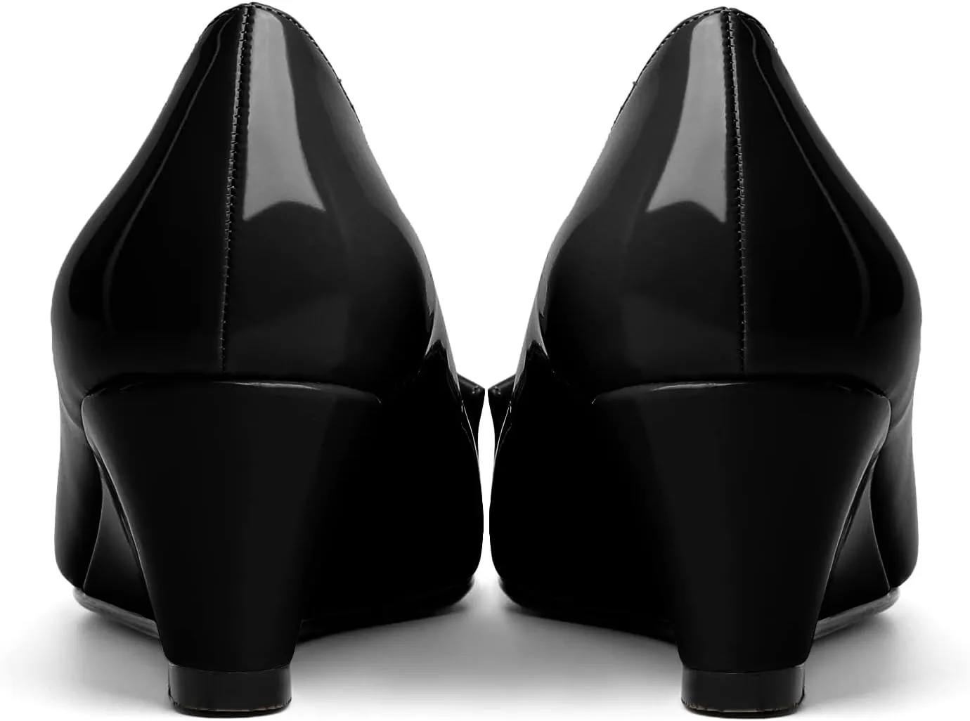 Eldof Low Wedge Heels for Women Pointed Toe Slip On Wedge Pumps with Bow 2 Inches Dress Shoes for Party Wedding Evening